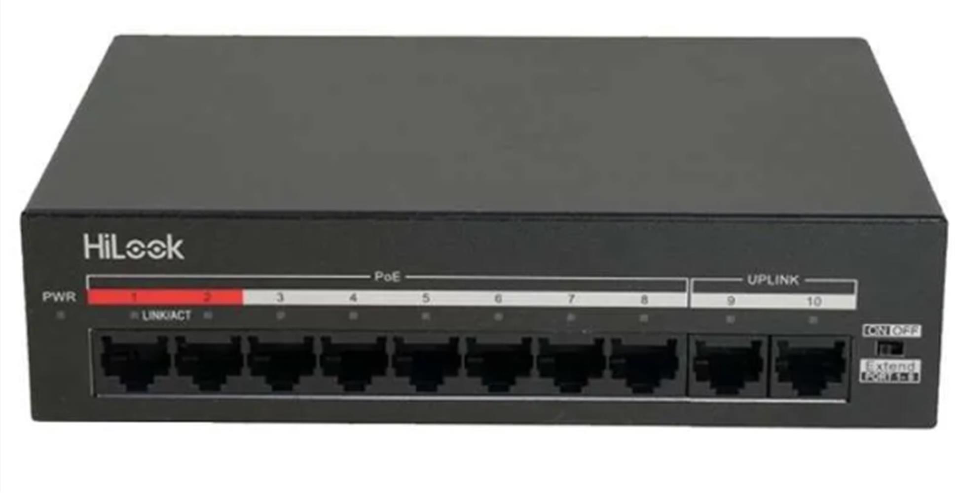 115892-1 Hilook NS-0110MP-60 8 Port PoE, 60W, +2 Port Megabit Uplink Switch - Görsel 1