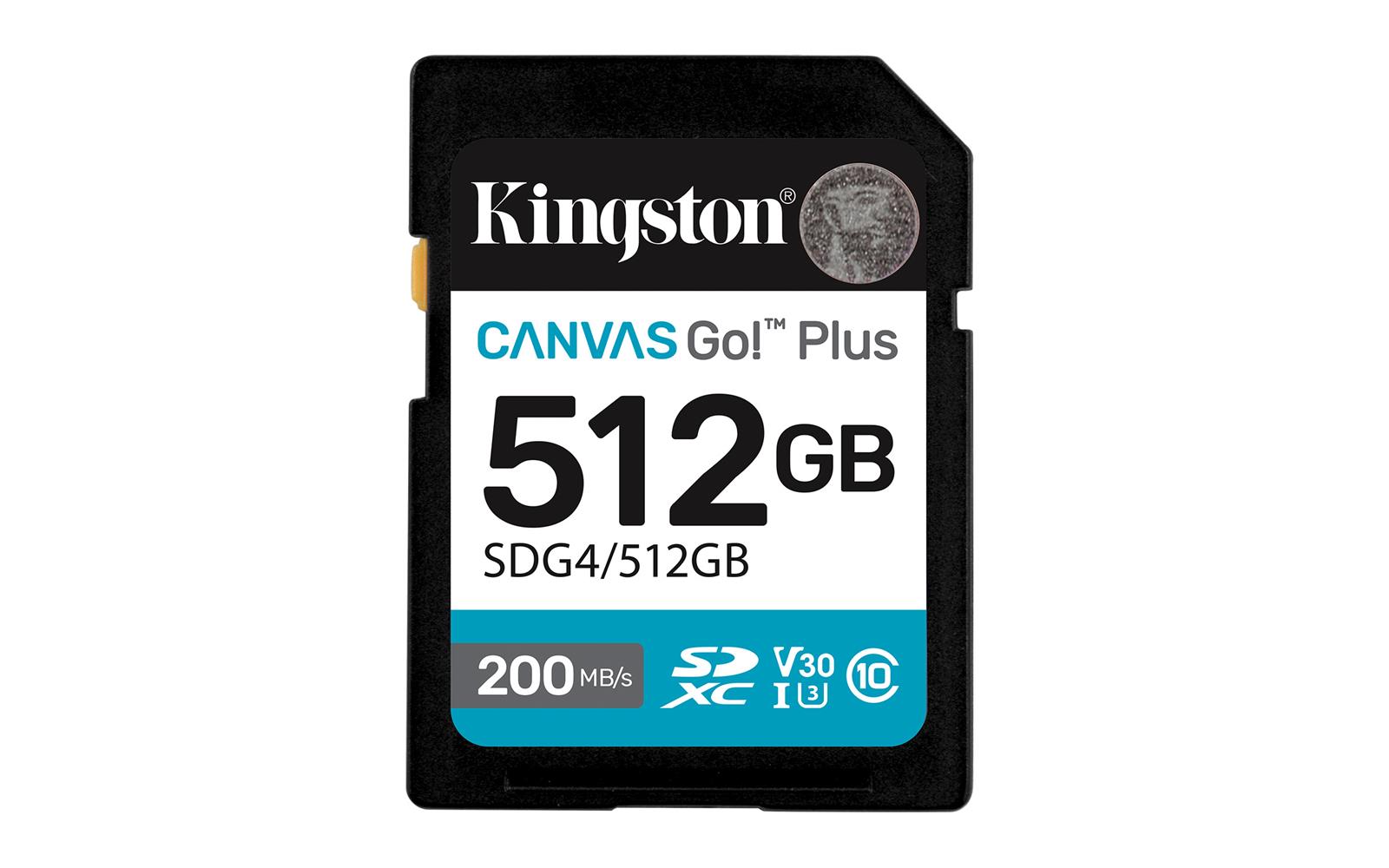 116012-1 Kingston Sdg4-512gb 512gb Sdxc Canvas Go Plus Gen4 200mb-s C10 Uhs-ı U3 V30 Hafıza Kartı - Görsel 1
