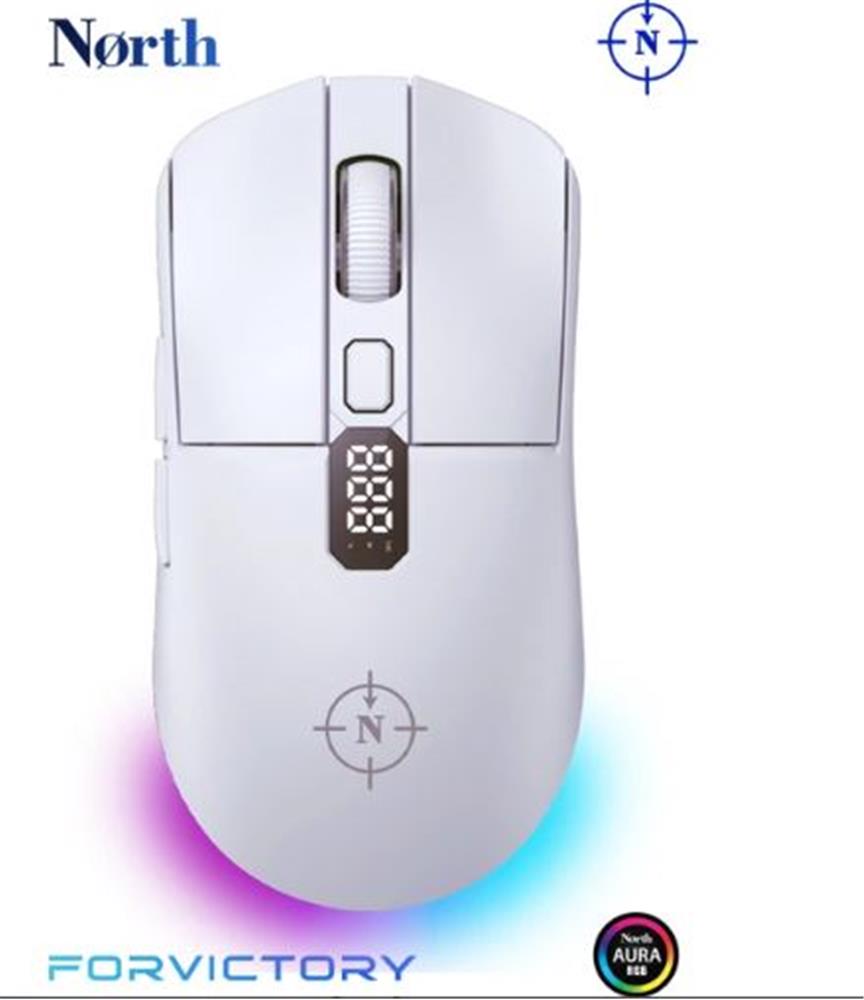 116117-1 North Odin Pro Wl Beyaz 26k Dpı 750 Ips 70g Ultralight Rgb Kablosuz Gaming Mouse - Görsel 1