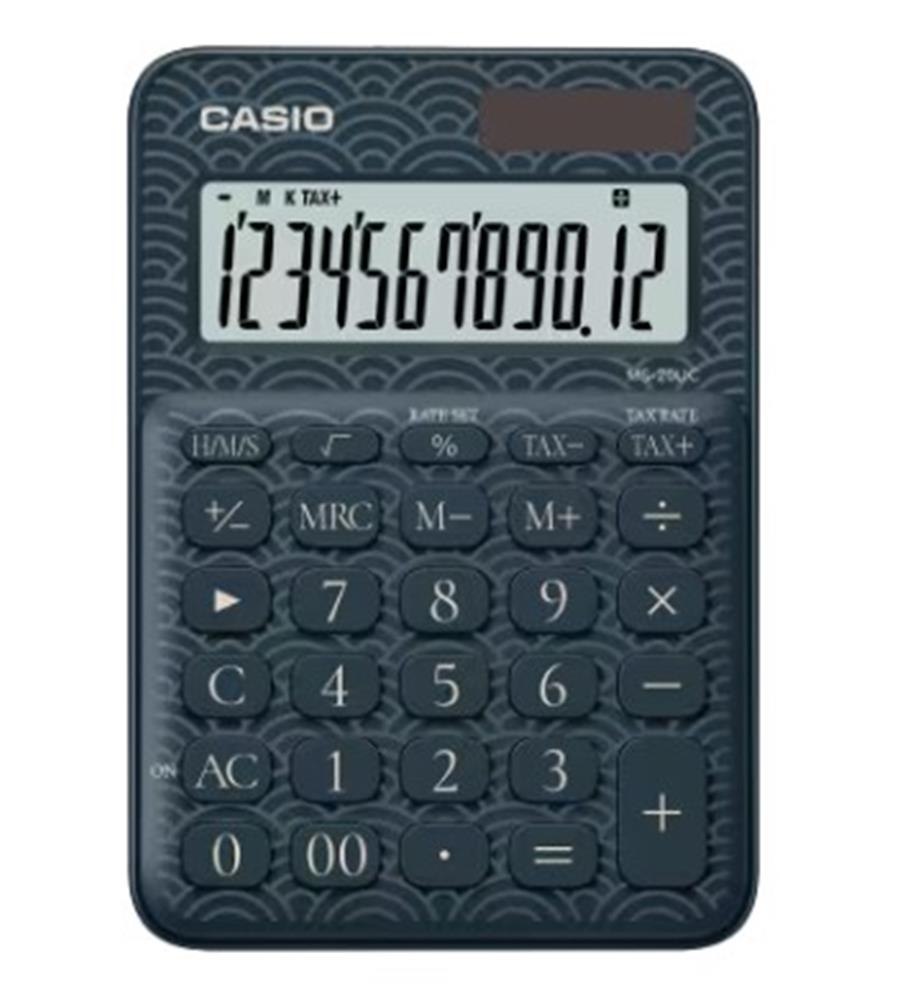 116380-1 Casio Ms-20uc-jbu 12 Hane Lacivert Desenli Masa Üstü Hesap Makinesi - Görsel 1