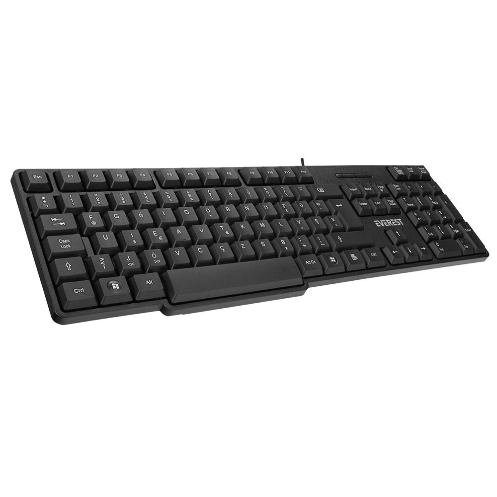 116578-1 Everest Kb-517uf Siyah Usb F 2mt Kablo Uzunluğu Standart Klavye - Görsel 1