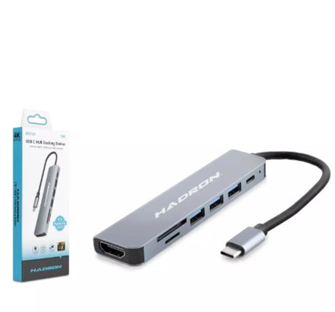 116589-1 Hadron Hdx7835 Type-C Hdtv Combo Hdmi 4K 30Hz 3-Usb3.0 + Sd + Tf 7In1 Gri - Görsel 1