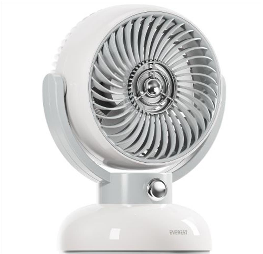 116595-1 Everest EFN12 Krem 1200mAh 3 Hız Kademe Led Işıklı Retro Masaüstü Usb Fan - Görsel 1