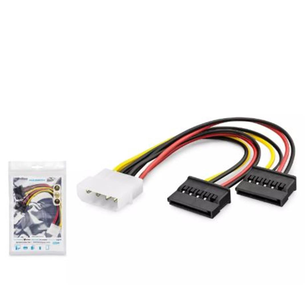 116626-1 Hadron Hdx5525 Sata Power Kablo Poşetli 2ın1 16cm Siyah - Görsel 1