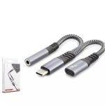 Hadron Gj-018 Type-C To 3.5Mm + Type-C F Kablo Car Şarj 100W Siyah