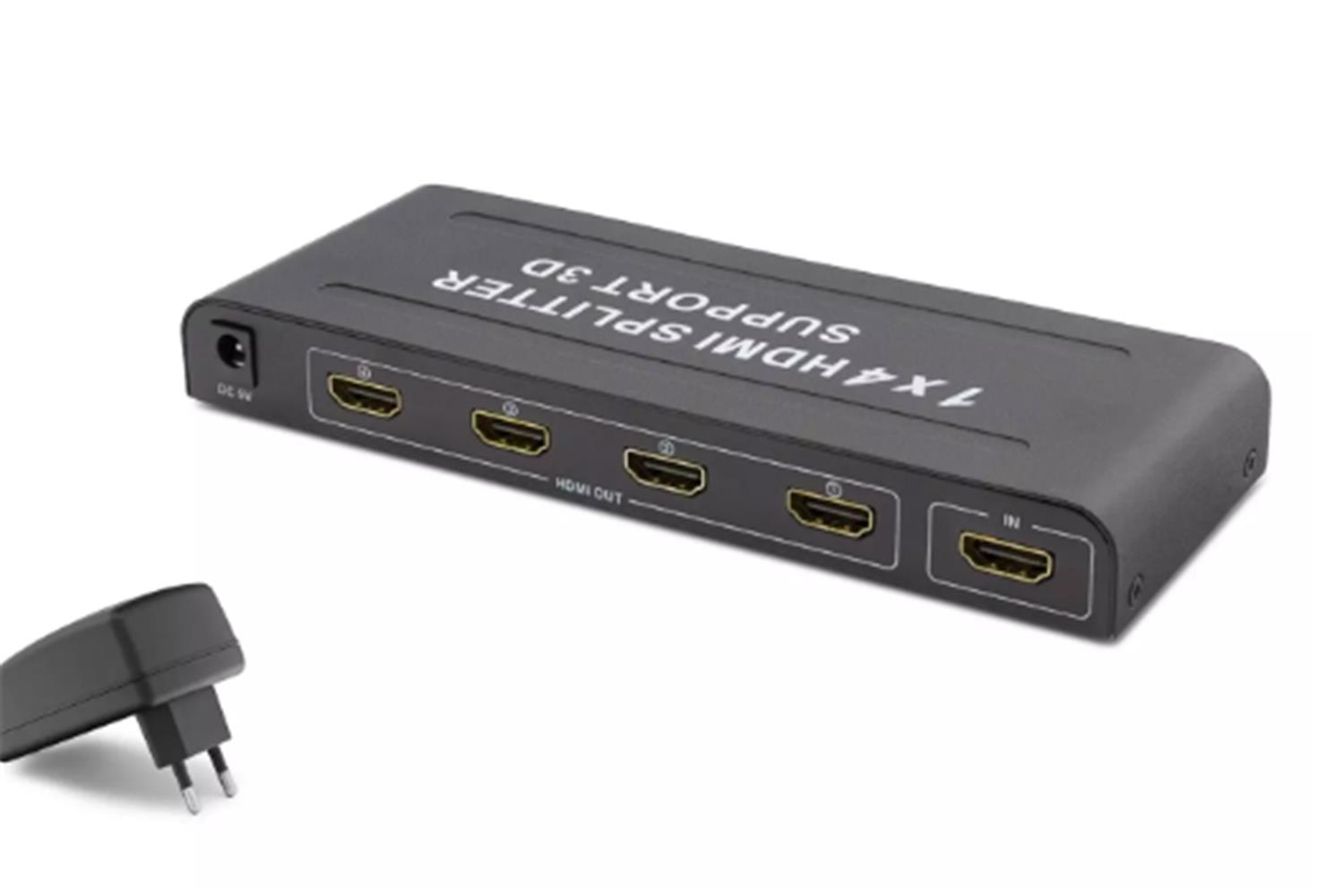 116656-1 Hadron Hdx1294 4 Port Hdmi Splitter 1.4V 1080P 3D 1-In 4-Out Siyah (Giriş 1xHDMI-Çıkış 4 xHDMI) - Görsel 1