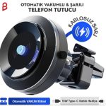 Enkado Otomatik Vakumlu Kablosuz Şarjlı Araç İçi Telefon Tutucu