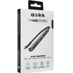 S-link SWV-USBC023 4 in 1 Gri Metal TypeC to 2-USB2.0 USB 3.0, PD Type C Adaptör