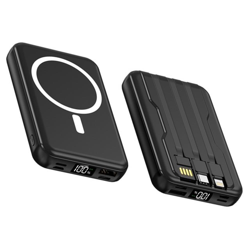 117065-1 SnapMax SNP-3005 10.000 mah Kablosuz Hızlı Şarj Magsafe Powerbank LED Ekranlı Çoklu Girişli - Görsel 1