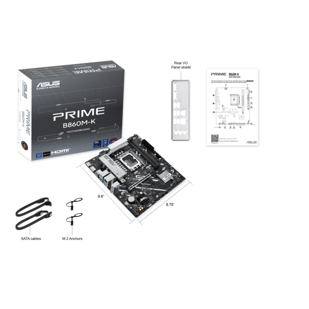 117100-1 Asus Prıme B860m-k-ıntel B860 Soket 1851 Ddr5 8800+(oc)mhz Matx Gaming (oyuncu) Anakart - Görsel 1