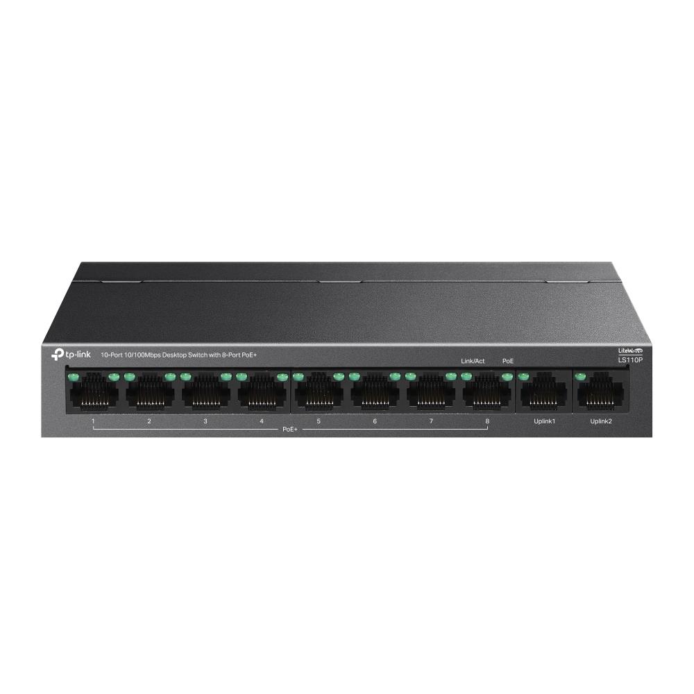 117125-1 Tp-link Ls110p 8 Port 10-100 Mbps Poe+ 2 Port 10-100 Uplink Switch Metal Kasa - Görsel 1