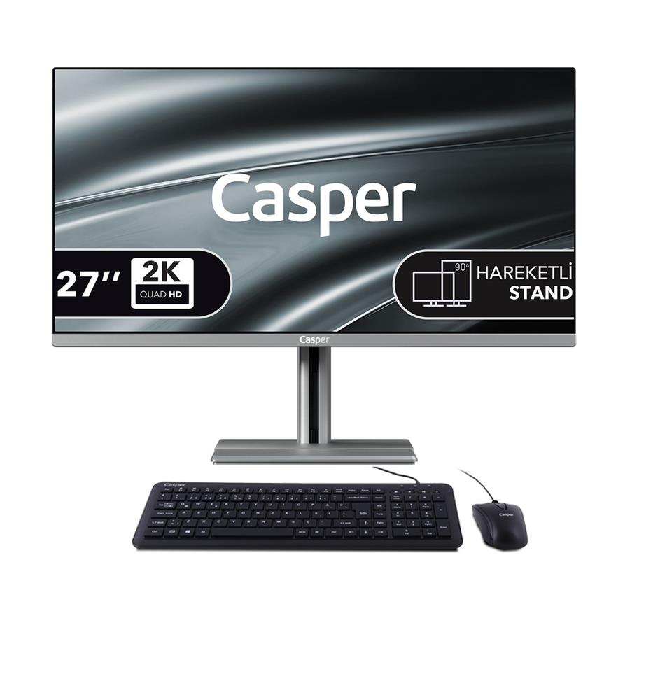 118274-1 Casper Nirvana A97.255H-BE00X-V-G Gri Ultra 7 255H Ai 16GB 480GB NVME 27" Pivot FreeDOS All In One - Görsel 1