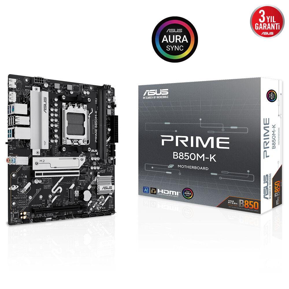 118294-1 Asus Prime B850m-k Am5 Ddr5 Ses Glan Dp-hdmı Sata3 Usb3.2 Matx Anakart - Görsel 1