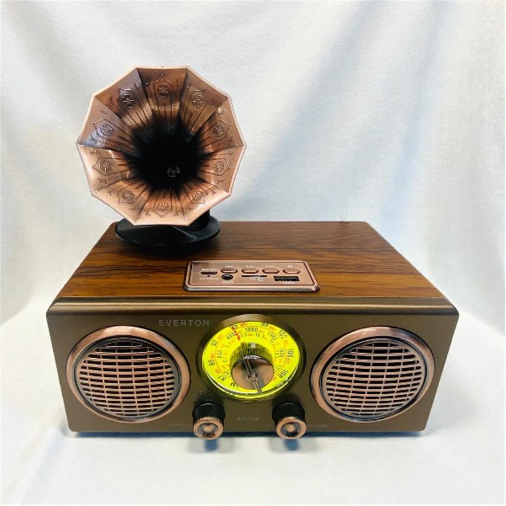 118413-1 Everton Rt-748 Bluetooth Fm-usb-tf-aux Şarjlı Nostaljik Radyo - Görsel 1