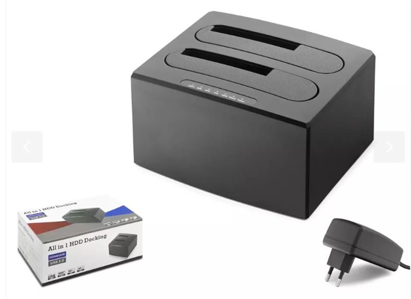 118572-1 Hadron Hdx1791 All in One HDD Docking USB 3.0 SATA 2.5 & 3.5 HDD SSD Destekli 12V Adaptör Siya - Görsel 1