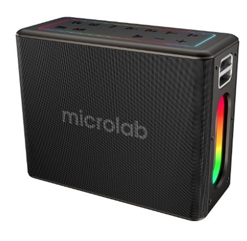 118595-1 Microlab M60 Vega 15000mah Batarya Wireless Mikrofonlu Siyah Gri Usb + Tf Kart + Bluetooth Powerban - Görsel 1