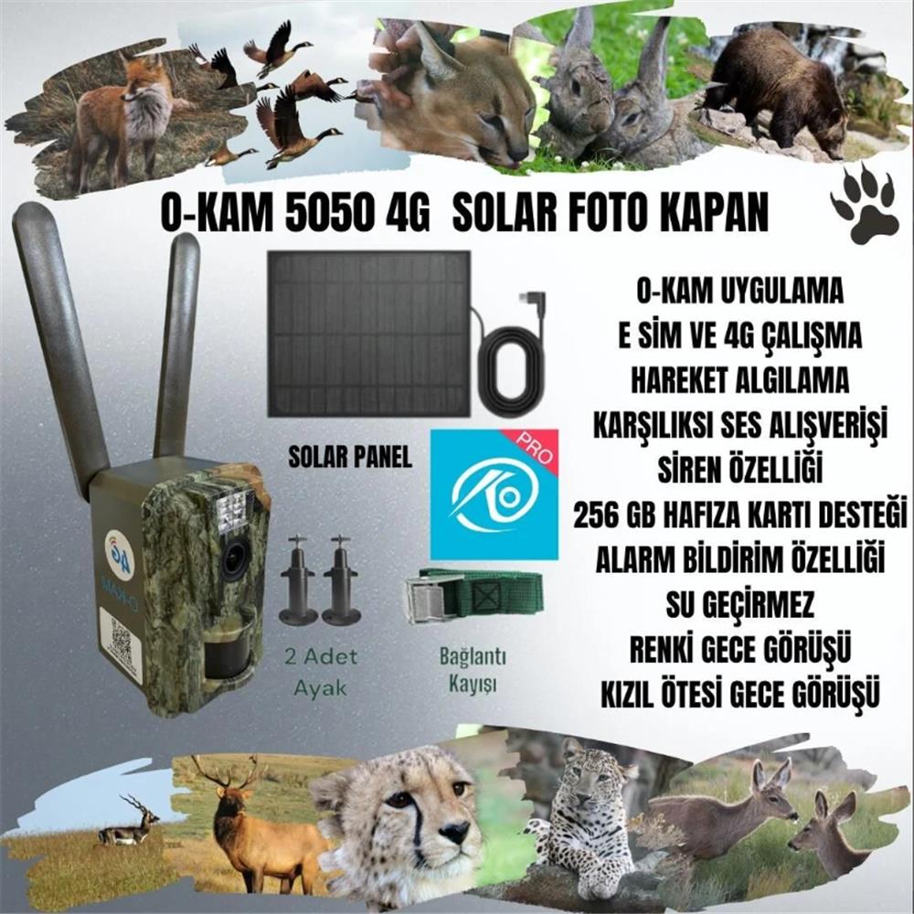 119040-1 OKam O-Kam 5050 4G Solar Fotokapan - Görsel 1