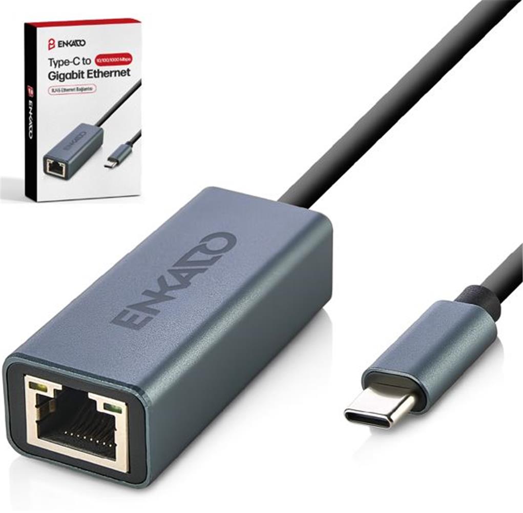 119143 ENKADO EKD-TP45 TYPE-C USB 3,1 TO 10-100-1000 GİGABİT ETHERNET ADAPTÖR - Görsel 1