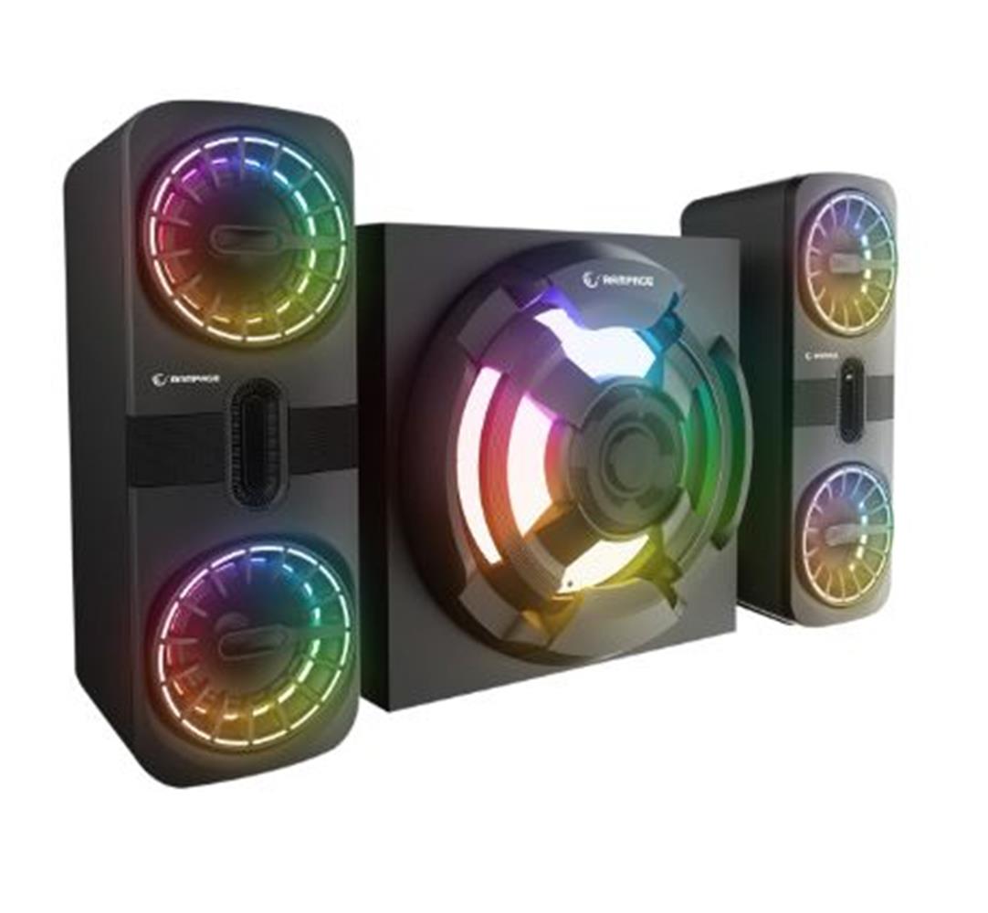 119169 Rampage RMS-311 SHARD 2+1 80W Siyah USB,FM,Bluetooth,HMDI,Optica Rgb Işıklı Speaker - Görsel 1