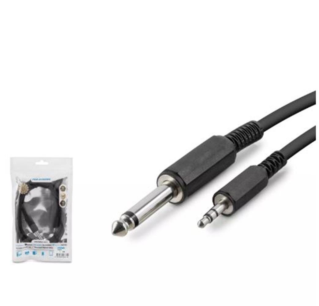 119184-1 Hadron Hdx1055 6.5Mm To 3.5Mm Kablo Enstrüman Gitar 1.5M Siyah - Görsel 1
