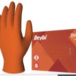 Beybi Diamond Pudrasız Xl Beden Kalın Turuncu Nitril Eldiven Ekstra Büyük 100 Adet