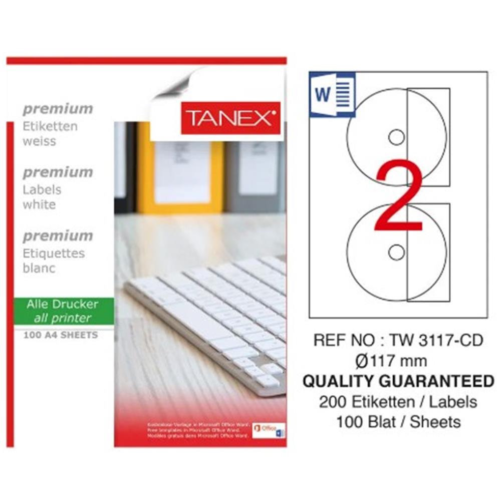 119479 Tanex TW-3117 117 mm 50li Gümüş Lazer Etiket - Görsel 1