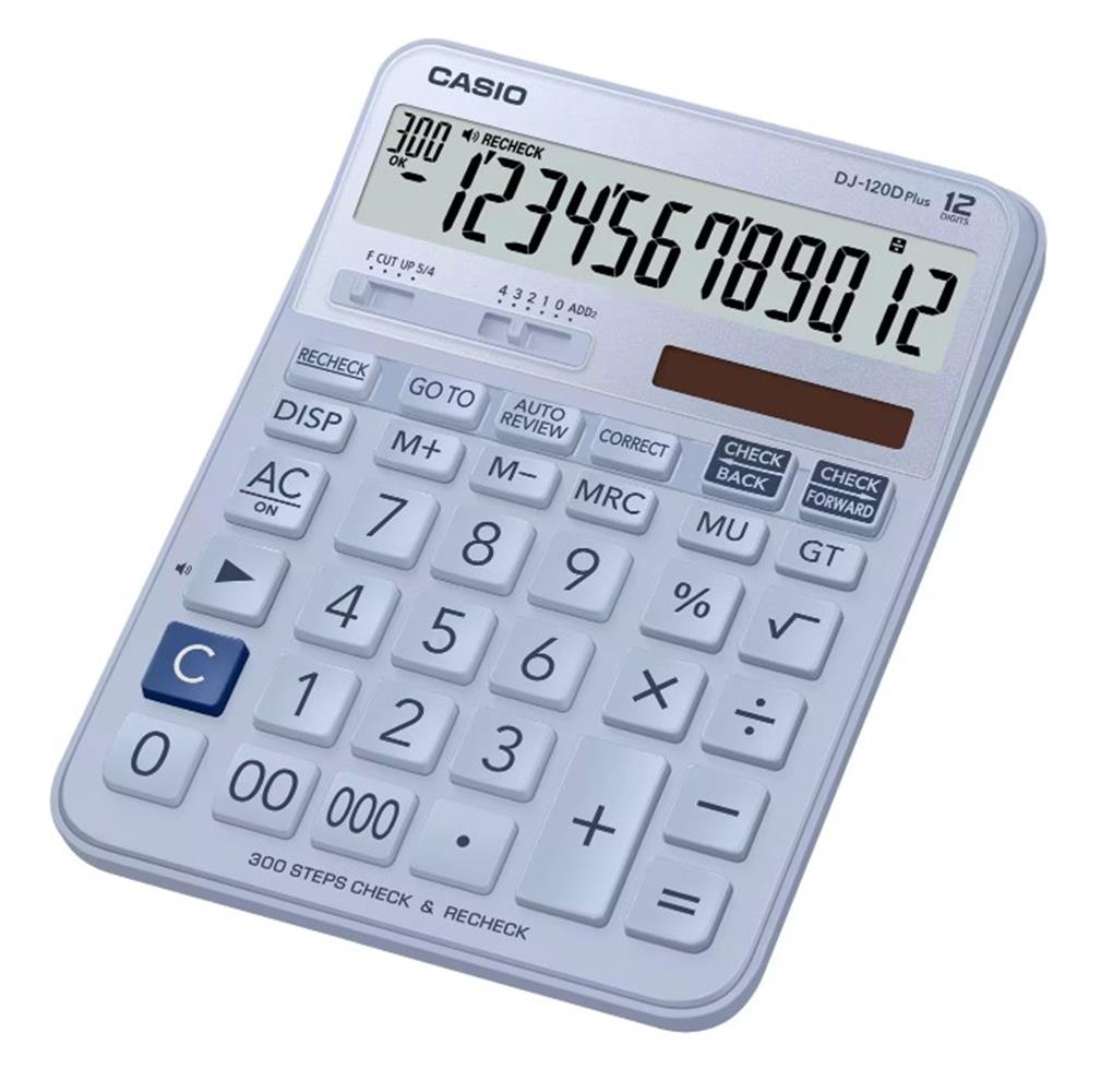 119695-1 Casio Dj-120d Plus Açık Mavi İşlem Kontrollü 12 Hane Masa Üstü Hesap Makinesi - Görsel 1