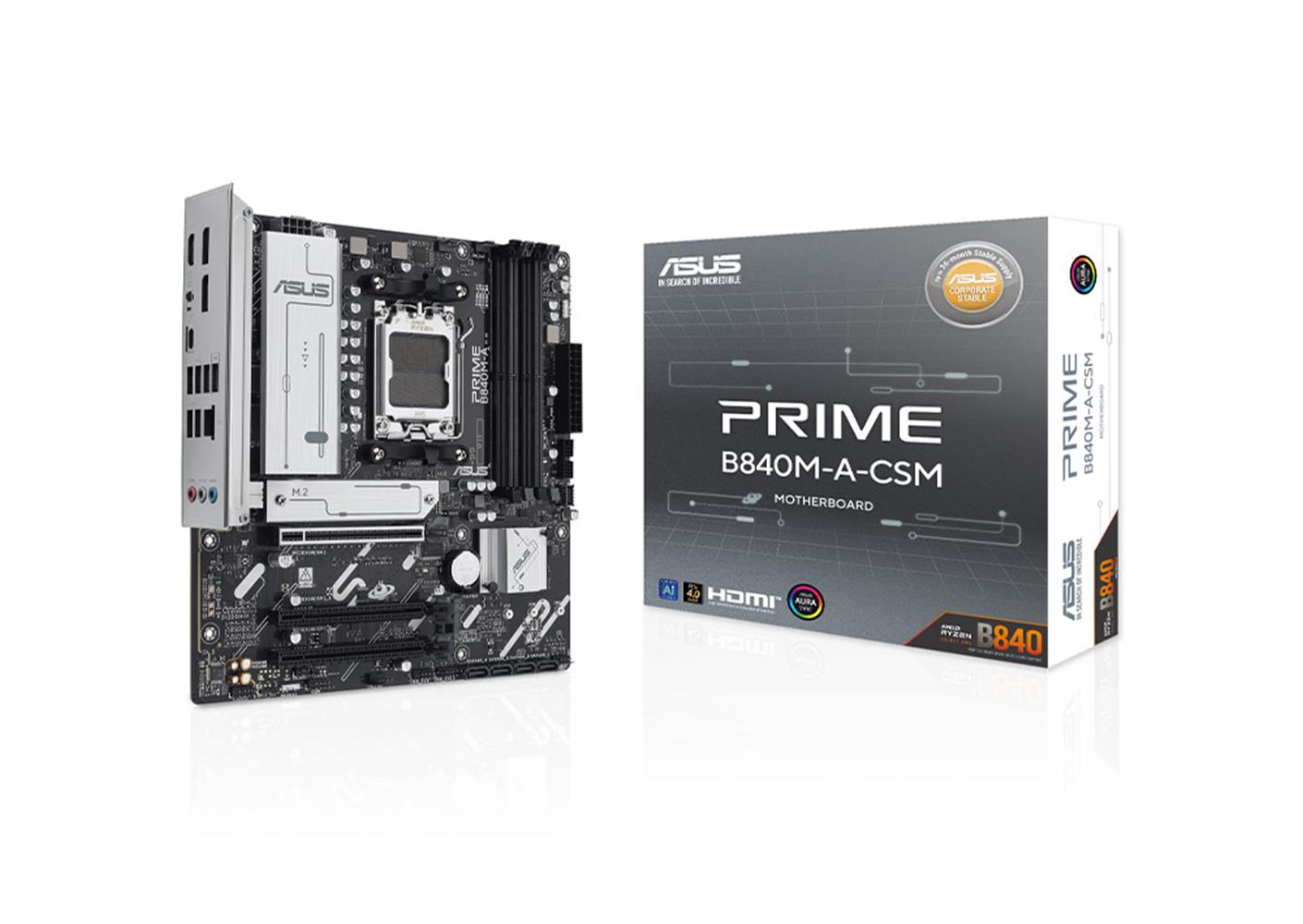 119818-1 Asus Prime B840m-a-csm Amd B840 Am5 Ddr5 7600 2xdp Hdmı 3x M2 Usb3.2 Rgb Matx Anakart - Görsel 1