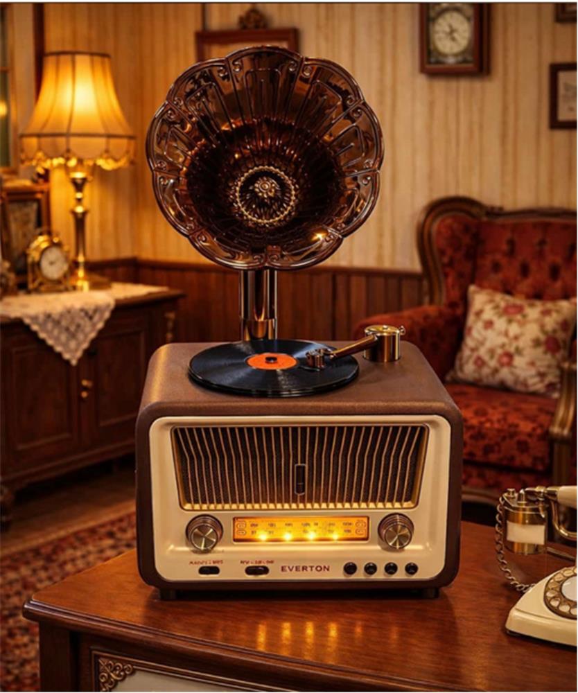 119915-1 Everton Rt-608 Bluetooth Fm-usb-tf-aux Şarjlı Nostaljik Radyo - Görsel 1