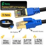 Feny FN-CAT7LS15 10GBPS İnternet 600MHZ 15 Metre CAT7 Gold Patch Kablo (Yanmaz- yüzde 100 Saf Bakır)