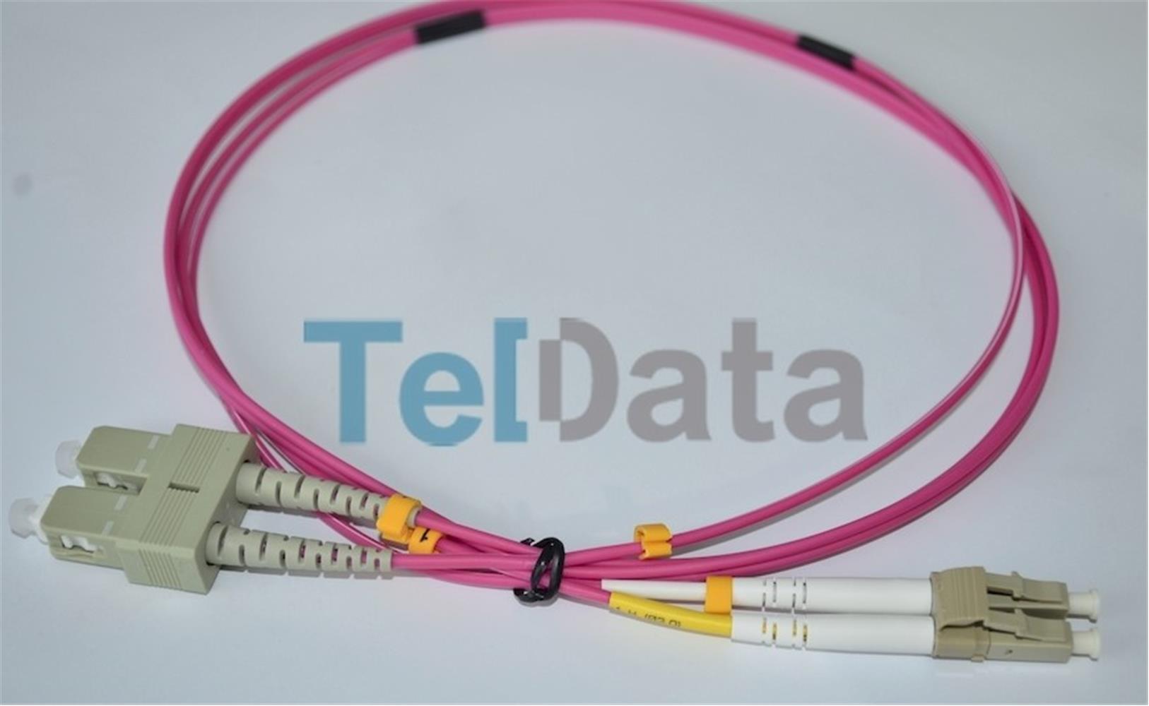 119964-1 Teldata Tld-sclcom41 Sc-upc-lc-upc Mm Dx Om4 1 Metre Fıber Optık Patchcord - Görsel 1