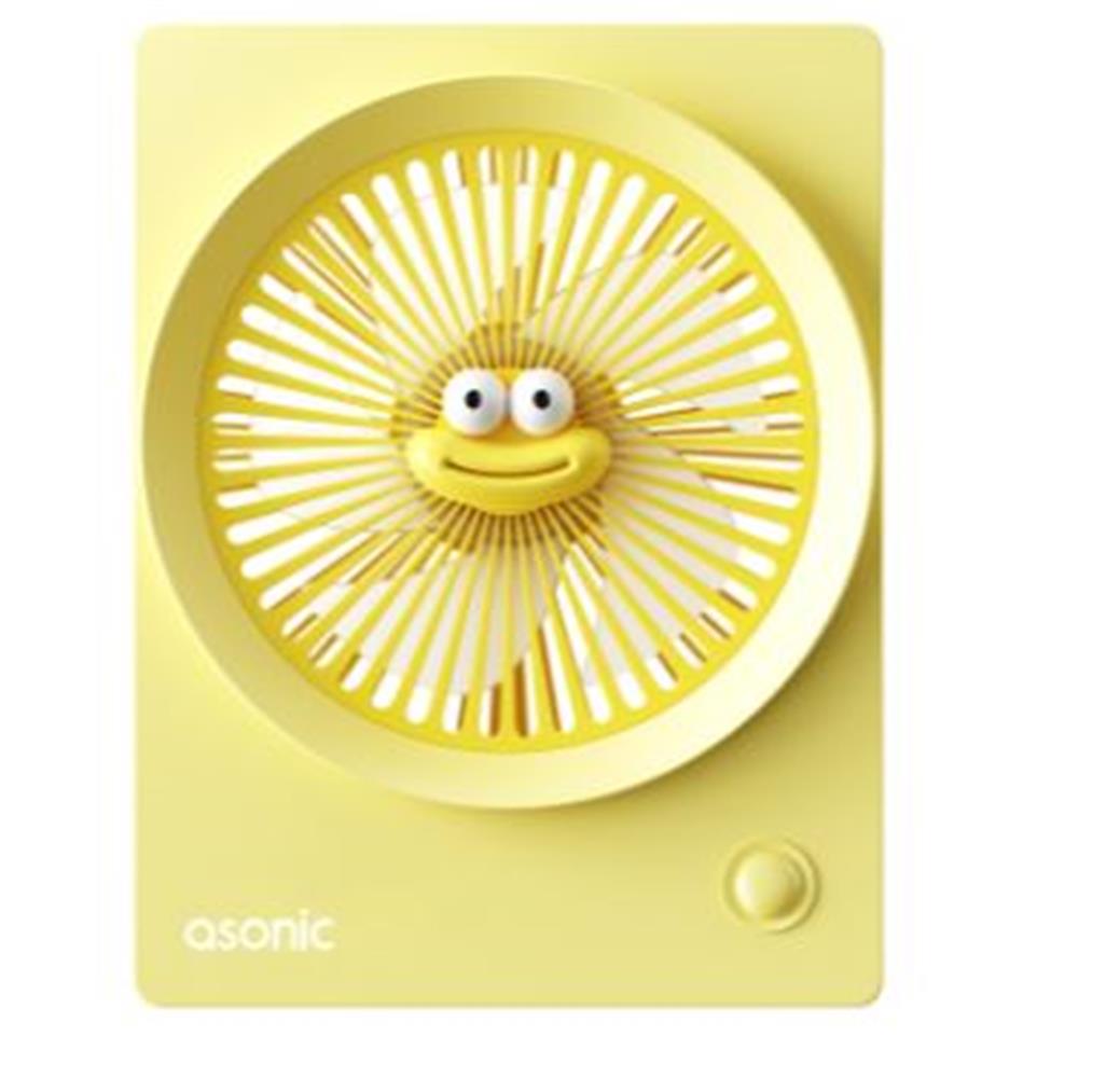 120091-1 Asonic AFN23 Sarı 500mAh 3 Hız Kademeli Masaüstü Usb Fan - Görsel 1