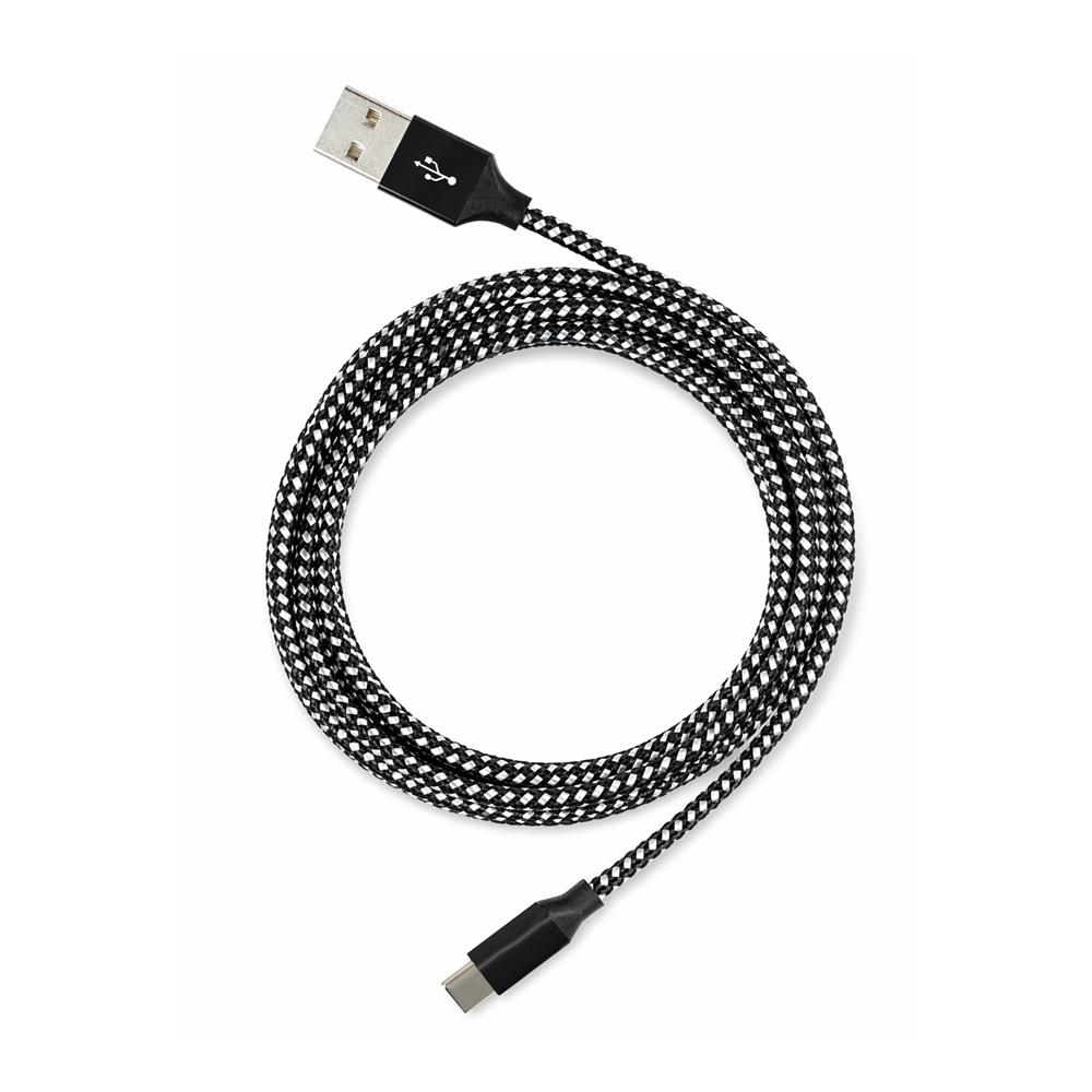 120321-1 Vcom Cu250 Type-c To Usb 3m 15w (5v-3a) Örgülü Şarj Kablosu - Görsel 1