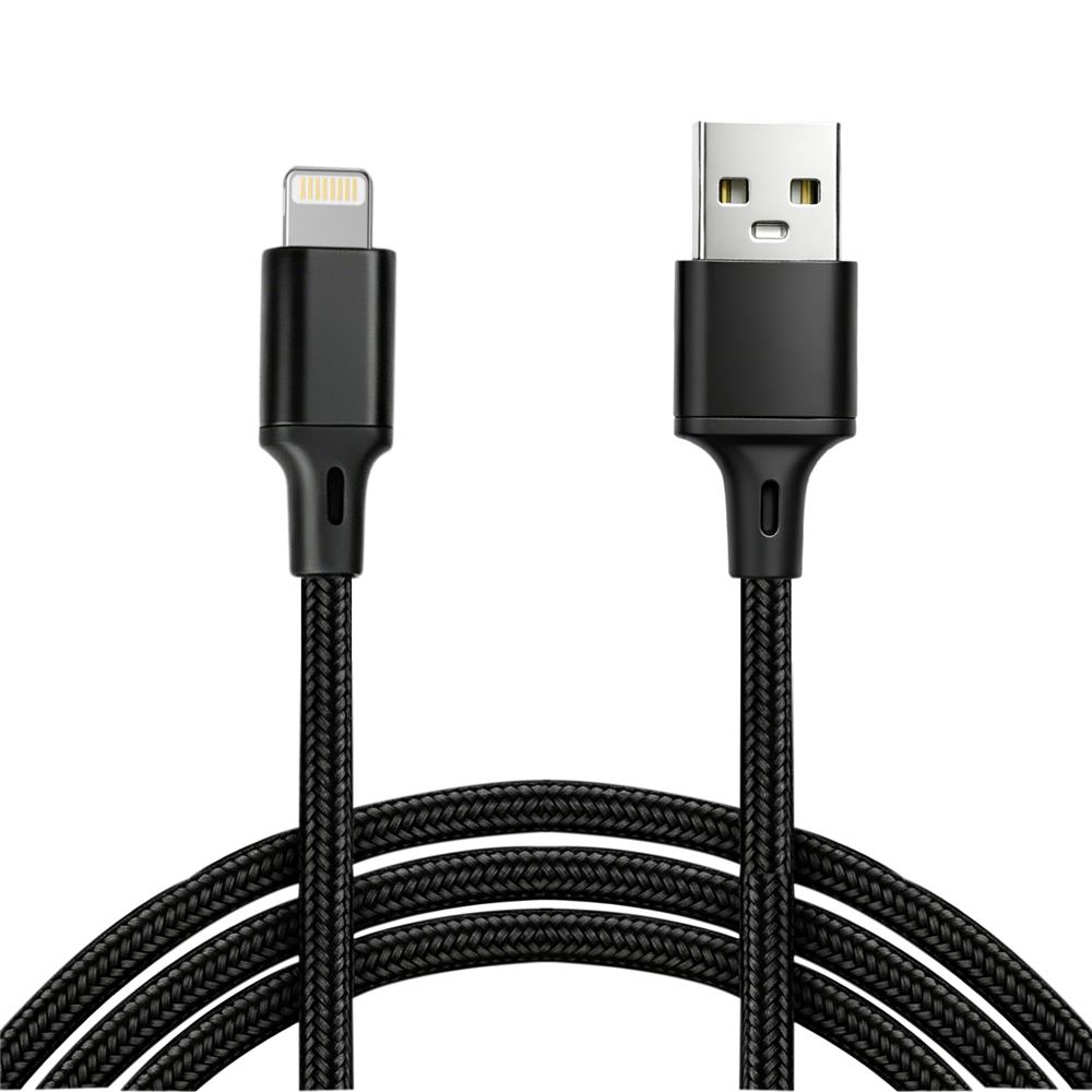120324-1 Vcom CU253 Lightning to USB 3m 10W (5V-2A) Örgülü Şarj Kablosu - Görsel 1