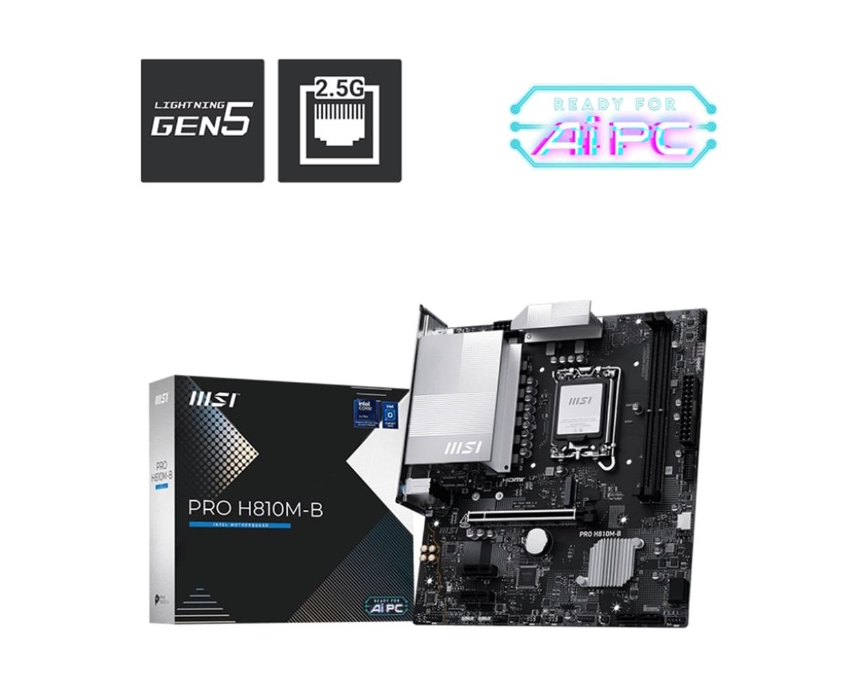 120409 Msı Pro H810M-B Intel H810 Soket 1851 DDR5 6400+(OC)MHz mATX Gaming (Oyuncu) Anakart - Görsel 1