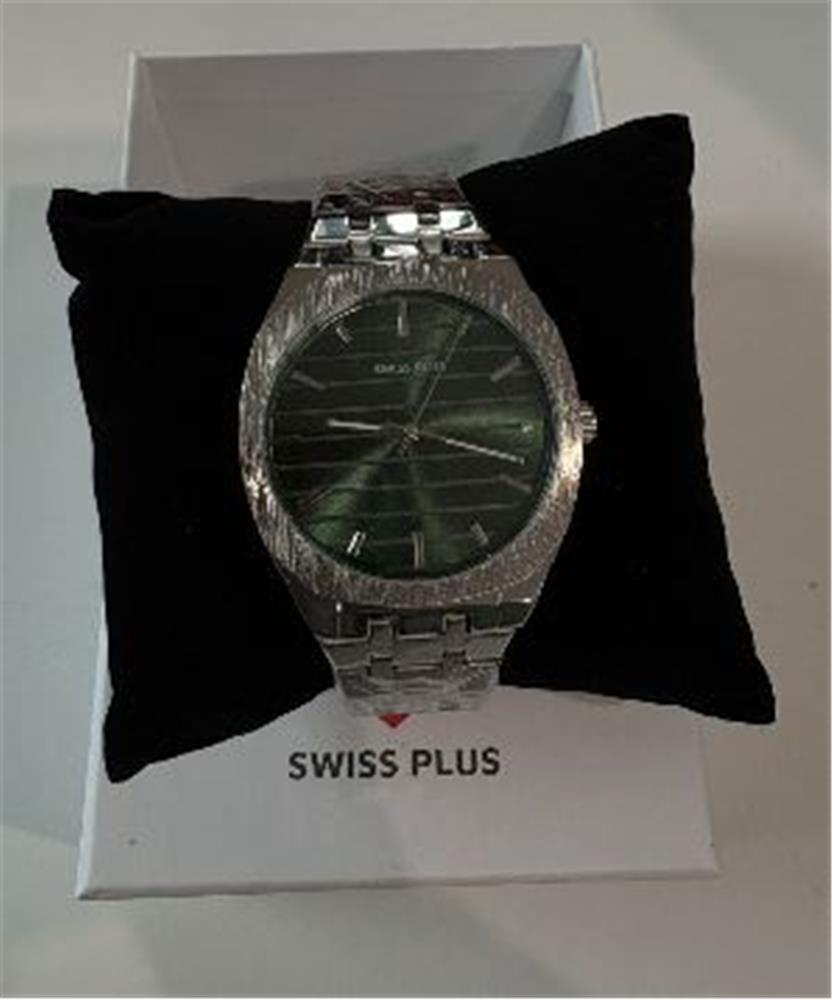 120489-1 Swiss Plus Man Watch Basic Seri Model-5 St2302agp Green-silver(kol Saati) - Görsel 1