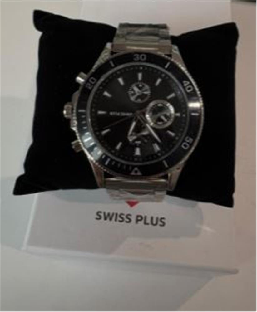 120491-1 Swiss Plus Man Watch Basic Seri Model-7 St3504ags Lüx Black-silver(kol Saati) - Görsel 1