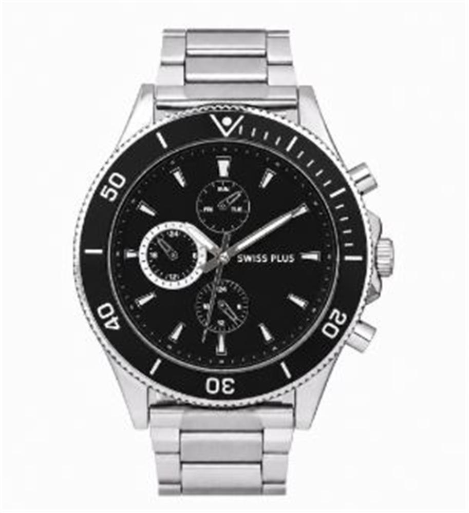120502-1 Swiss Plus Man Watch Basic Seri Model-10 St3516ags Lüx Black-silver(kol Saati) - Görsel 1