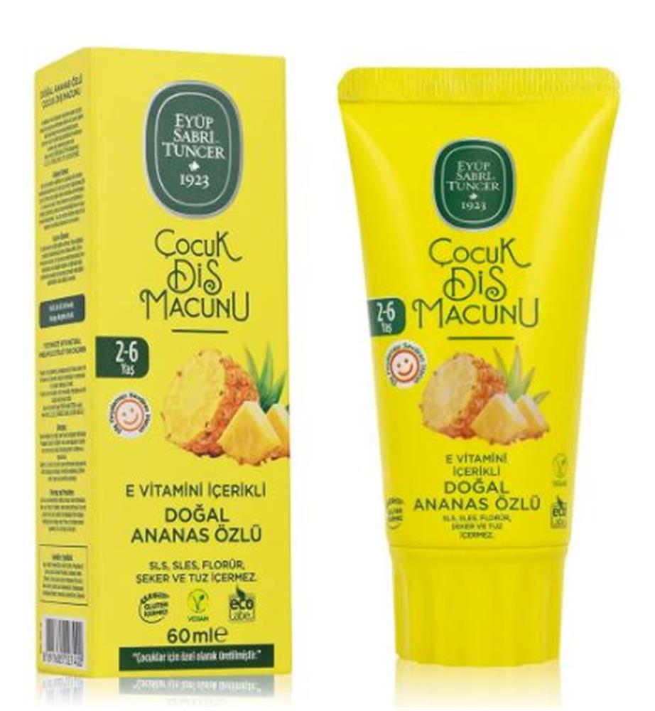 120619-1 Eyüp Sabri Tuncer Doğal Ananas Özlü 2-6 Yaş Çocuk Diş Macunu 60 Ml - Görsel 1