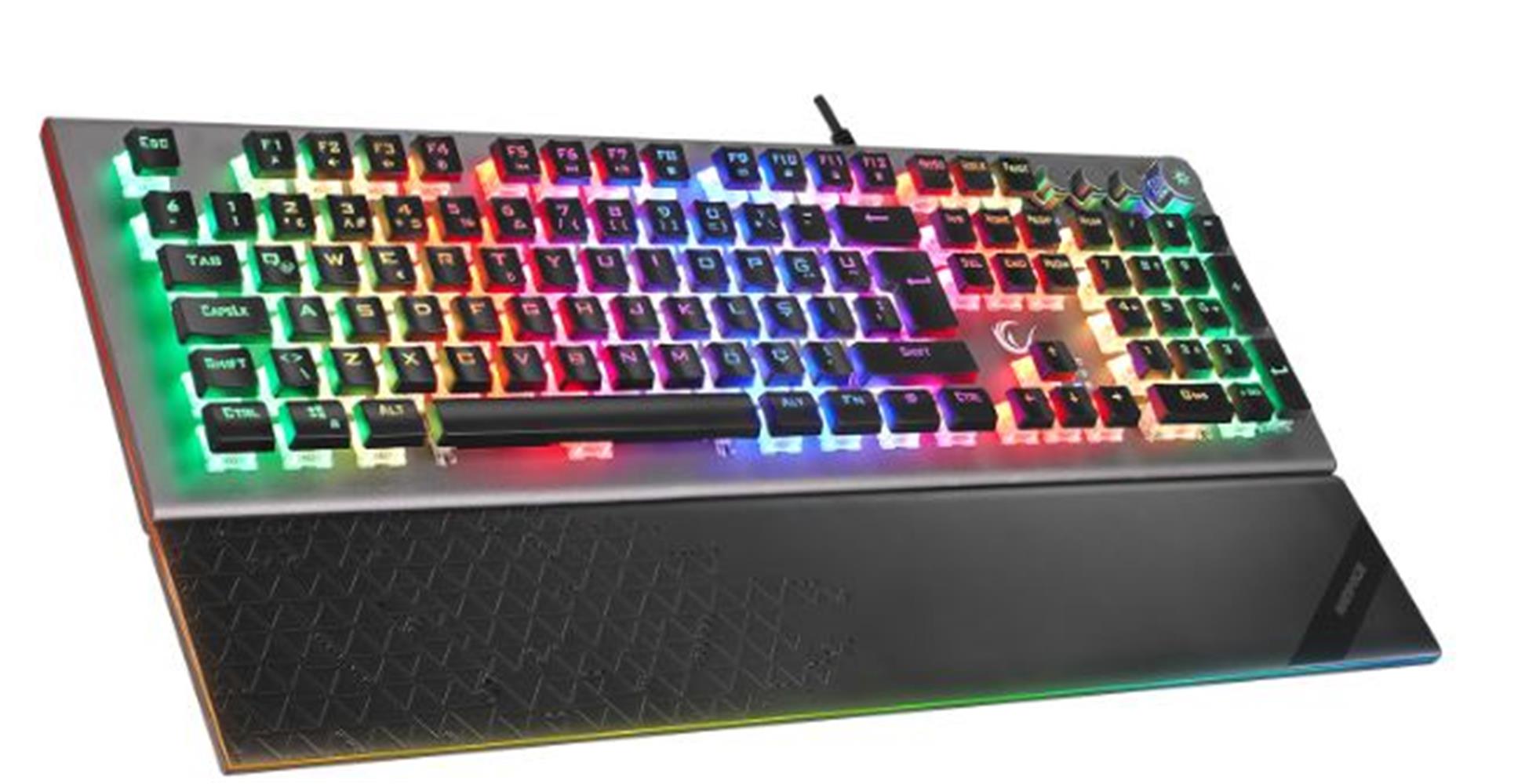 120708-1 Rampage Kb-r101 Impressıve Gri-siyah Usb Rgb Aydınlatmalı İnce Tasarım Red Switch Oyuncu Klavyesi - Görsel 1