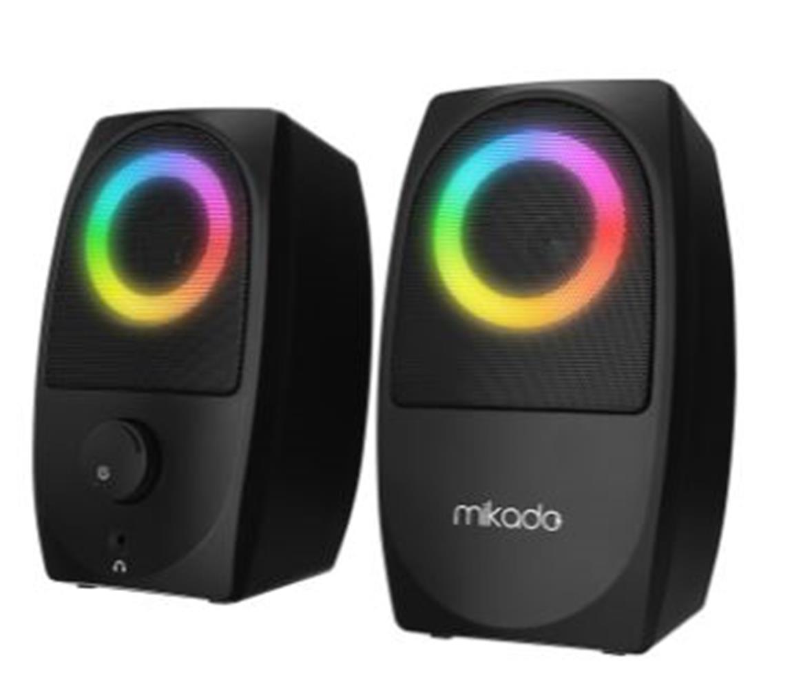 120743-1 Mikado Md-90r 2.0 5w - 2 Siyah Bluetooth Rgb 2.0 Gaming Speaker - Görsel 1
