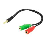 Frisby FA-6632AC 2 x 3.5mm Stereo Dişi - 4pin 3.5mm Stereo Erkek Y Kablo