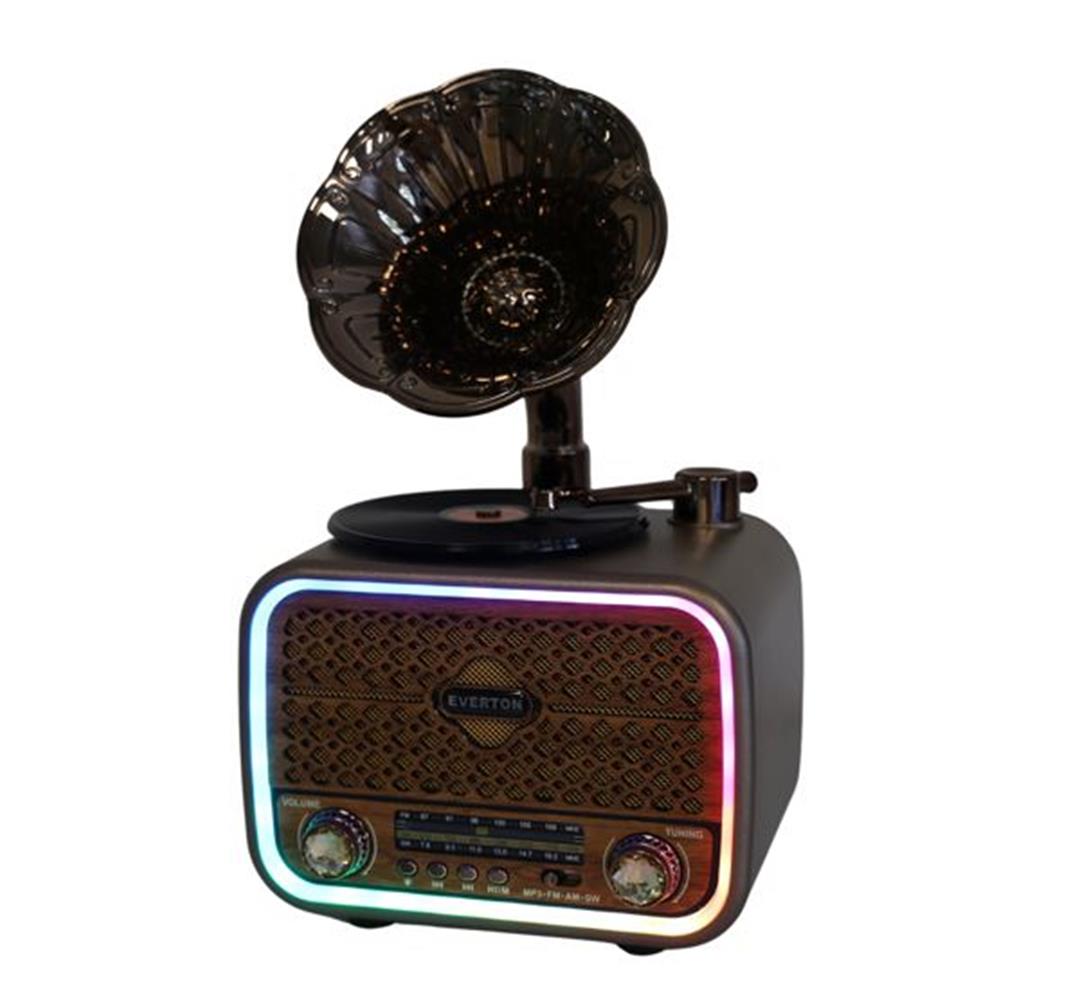 120938-1 Everton Rt-709 Gramafonlu Bluetooth Fm-usb-tf-aux Şarjlı Nostaljik Radyo - Görsel 1