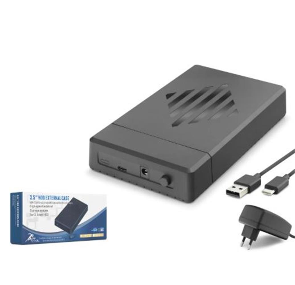 121006-1 HADRON HDX1795 3.5 İnç SATA HDD Harici Disk Kutusu USB 3.0 Type-C - Siyah - Görsel 1