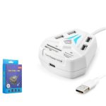 HADRON A068W USB Combo Hub Kart Okuyucu 8 Port Beyaz