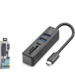 iETOP HDX7060 Type-C 3.2 Gen1 Combo Hub Kart Okuyucu 5 Port 5 Gbps Siyah