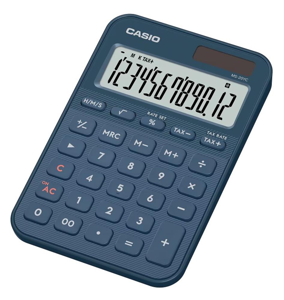 121219-1 Casio Ms-20yc-ny 12 Hane Lacivert Masa Üstü Hesap Makinesi - Görsel 1