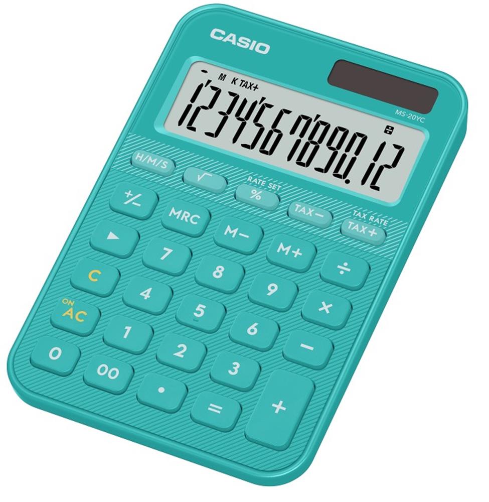 121221-1 Casio Ms-20yc-tu 12 Hane Turkuaz Masa Üstü Hesap Makinesi - Görsel 1