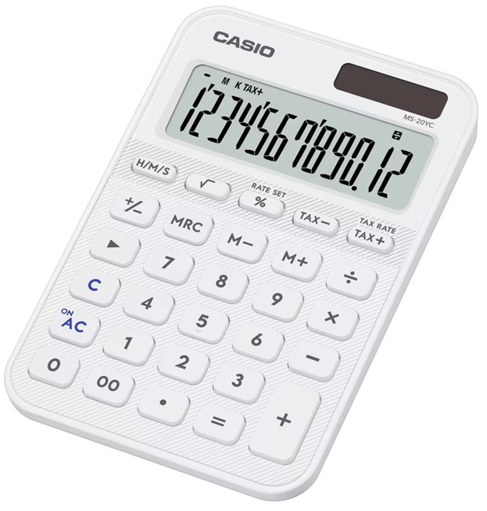121222-1 Casio Ms-20yc-we 12 Hane Beyaz Masa Üstü Hesap Makinesi - Görsel 1