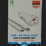 Megatech T05M45-T Beyaz 45W PD-USB Araç Çakmaklık Şarj Başlığı Hızlı Şarj(TYPE-C TO TYPE-C KABLO)
